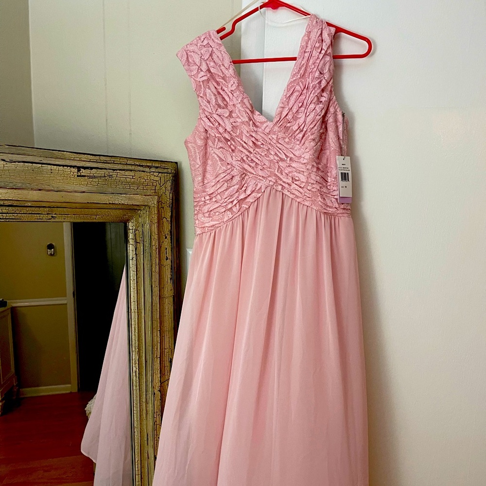 Violets and Roses NWT chiffon and sequin blush below knee dress size 10